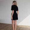 Elegant Solid Shawl Mini Dress Women Chic Half High Collar Waist Cinching A-line Short Dresses Lady Party Evening Gown
