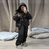 Casual Women's Polka Dot Padded Cotton Coat Pant Suit Hooded Full Sleeve Zipper Coats Straight Pants Winter Lady Ski Set