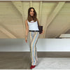Multicolor Striped Low Waisted Pants Straight Leg Full Length Retro Colorful Trousers Spring Casual Lady Daily Wear