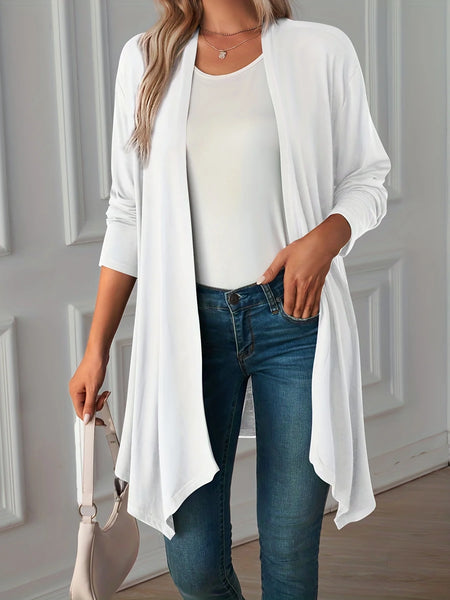 Europe and the United States Plus Size Women's Autumn Solid Color Long Sleeve Cardigan Coat Long Coat Women