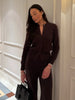 Women's Autumn Winter Knit Cardigan Pants Set Slim Fit Long Sleeve Long Trousers Simple Solid Color Sweater Suit