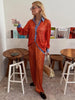 Sequin Loose Pants Two Piece Sets Women Patchwork Long Sleeve Shirt And Trouser Female Elegant Long Pants 2 Piece Sets