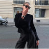 Elegant Women's Velvet Blazerjacket Frog Button Long Sleeve Slim Black Short Coat Spring Female Street Outerwear