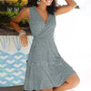 Dresses for Women Casual Plus Size Women's Floral Wrap V Neck Midi Dress A Line Swing Cap Sleeve Midi Vestidos De Fiesta