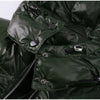 Women Solid Hooded Glossy Padded Jacket Long Sleeve Stand Zipper Fluffy Warm Coat Autumn Winter Chic Casual Street Jackets