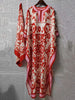 Loose plus size women's clothing retro geometric positioning print tie pullover dress slit skirt + scarf two-piece set