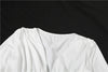 Chic Knot Dress Women V-Neck Long Sleeve Ruched Ruffled Hem Skinny Solid Elegant Birthday Simple Classic Mini Bodycon