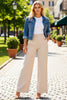 Women's High Waist Wide Leg Pants Elegant Tailored Straight Trousers Office Work Pants Casual Bottoms Comfy Dress Pants