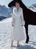 Women Wool Blend Coat Faux Fur Collar And Cuffs Fitted Waist Flared Maxi Silhouette Outerwear Winter Elegant Street Overcoat