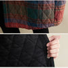 Autumn Winter Women Loose Red Plaid Parkas Hooded Padded Baggy Ladies Outerwear Vintage Buttons Pockets Warm Overcoat Parkas
