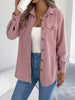Elegant Single-breasted Solid Long-sleeved Corduroy Jacket Shirt Loose Casual Jacket Black Top Coat Women Clothes