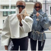 Retro Crocodile Pattern Short Women's Leather Jacket High Collar Zipper Loose Long Sleeve Jackets Lady Street Daily Wear
