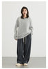 Women Pant Loose Retro High Waisted Casual Wide Leg Pants Solid Plush Thick Warm Female Trousers Spring Autumn