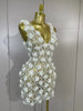 Women Evening Party Club Birthday Dress Pink Pearl Flower Mesh Sexy See Through Mini Dress Nightclub Photoshoot Stage Costumes