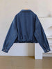 Chic Stand Collar Denim Cropped Jackets Women Loose Zipper Pockets Full Sleeve Female Coats Spring Lady Outwear Street