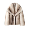 Winter Exclusive Striped Faux Fur Jacket Women Overcoat Brand Blogger Fluffy Fox Fur Collar Coat Outerwear