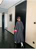 Spring Autumn Long Cute Sweet Thin Blue Trench Coat for Women Bow Lantern Sleeve Loose Casual Chic Overcoat