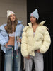 Women's Winter Jacket Coat Hooded Colorful Cute Full Sleeve Warm Zip Up Coats Girl's High Street Outwear Outfit