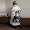 Women's Long Jackets Detachable Shawl Lace Up Waist Cinching Padded Coats Winter Lady Full Sleeve Solid Loose Coat Outerwear
