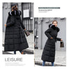Female Winter Over Knee Loose Large Fur Collar Hooded Warm Thick Parkas Long Down Cotton Plus Size Parkas Coat Women Padded Coat