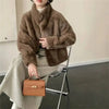 Eco-friendly Mink Fur Windproof Stand Collar Faux Mink Coat For Women Warm Winter Thick Jackets With Pockets 2DB5167