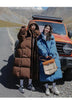 Long Thickened Down Cotton Bread Style Coat Women's Winter Outerwear Korean Loose Long Knee Length Solid Hooded Jacket