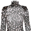 Turtleneck Sexy Sheer Print Leopard Bandage Women Dress Long Sleeve Mini Dress Lady Spring Slim Elegant Party Club Dress