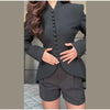 Chic Waist Cinched Women's Jacket Stand Collar Single Breasted Slim Blazer Coat Lady Spring Casual Slim Commute Outerwears
