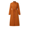 Autumn Elegant Lapel Neck Long Sleeve Shirt Dress Women Dresses Stylish Solid OL Work Dresses Buttons Midi Up Robe