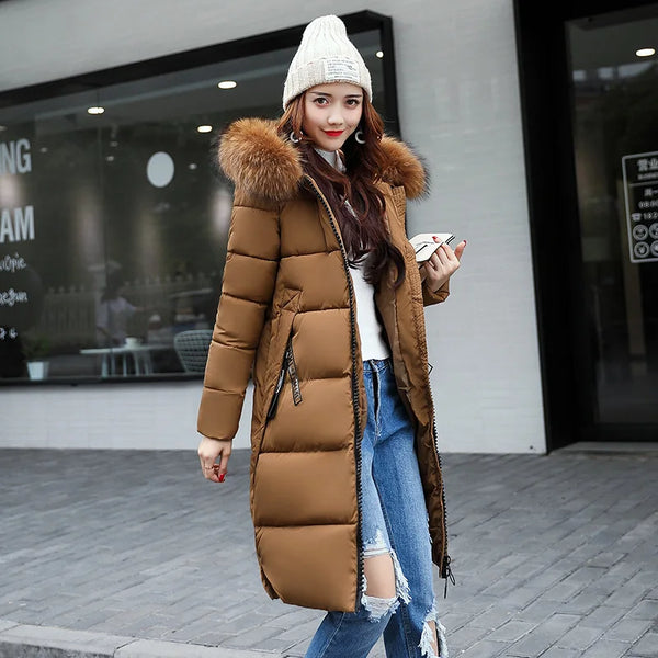 Women Parkas Hooded Zipper Thick Parka Thick Casual Full Sleeve Solid Long Coats Pockets Elegant Outerwear Warm Casual