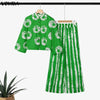 5XL Vonda Plus Size 2 Piece Outfits Autumn Women Bohemian 3/4 Sleeve Shirts Wide Leg Pants Print Vintage Pant Sets 2PCS