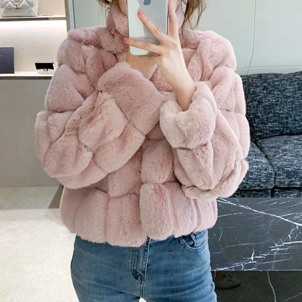 Women's Fur Integrated Jacket Autumn Winter Short Imitation Mink Fur Coat Versatile Velvet Tops Female Outerwear Clothes