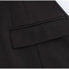 Elegant Women's Black Slim Blazer Lapel Shoulder Pads Full Sleeve Pockets Female Jacket Office Lady Streetwear
