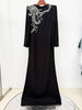 High Street Designer Party Vestido Women's Slit Sleeve Diamonds Beaded Maxi Long Dress
