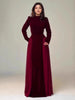Women Chic Velvet Patchwork Chiffon Dress Elegant Full Sleeve Round Neck High Waist Maxi Dresses Lady Dinner Party Robes