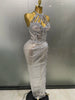 Sexy Shiny Diamond Sequins Cocktail Dress 2Pcs Set Women Evening Celebrate Birthday Party Nightclub Stage Costum