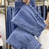 2025New Spring Autumn High Elasticity Women Jean Korean Loose Straight Ankle-Length Cowboy Pants Female Extends Denim Pants Lady
