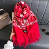 Winter Warm Cashmere Scarf for Women Embroidery Pashmina Blanket Thick Shawl Wrap Neckerchief Bufanda Echarpe Poncho