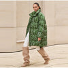 Printed Women's Winter Jacket Hooded Mid Length Padded Coat Belted Waist Padded Coat Vintage Leopard Print Winter Warm Wear
