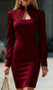 Women's Elegant Dress High Neck High Waist Slim Long Sleeve Evening Office Commuting Female Hip Cover Mini Skirt