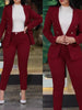 2Pcs Women's Solid Color Suit + Trousers Two-Piece Set Slim Fit Business Double Breasted Formal Female Clothes Outfit