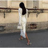 Urban Solid Women's Two Piece Set Elegant Puff Long Sleeve V Neck Blazer Mesh Suit Skirt Autumn Lady Outfit