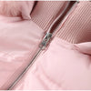 Zipper Cotton Quilted Puffer Jacket Women Furry Hooded Long Sleeve Slim Casual Female Coat Winter Outerwear Chic Lady Coats