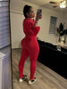 Street Women's Set Zipper Fly Crop Sweatshirt and Jogger Sweatpants Elegant Fall Sportwear Two 2-Piece Set Outfits