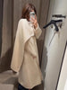 Women's Jacket Outerwear Scarf Collar Solid Long Sleeve Coat Loose Asymmetric Draped Jacket Elegant Casual Street Coat Ladies