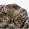 Leopard Print Women's Faux Fur Jacket Stand Neck Full Sleeve Slim Fitted Cropped Coats Female Autumn Winter Vintage Outwear