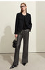 Minimalist PU Leather Casual Pants for Women Autumn Loose Floor Length Straight Slit Female Trousers 12343250