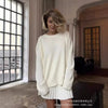 Autumn Solid Color O-neck Sweater Dress Sets Women's Clothing Long Sleeves Fishion Style Loose Knitted Short Skirt Set