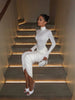 High Collar Long Sleeve Hip Wrap Women Maxi Dresses Solid Sheath Elegant Evening Party Outfits Bodycon Female