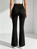 Women's High Waist Black Flare Pants, High‑Stretch Tummy‑Control Wide Waistband Flared Trousers, Slim Figure‑Flattering Height‑E
